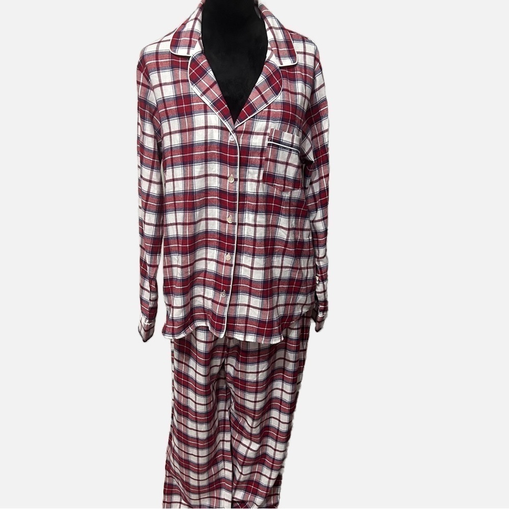 UGG Flannel Plaid Women’s Pajama Set Loungewear Christmas White and Red Check XL